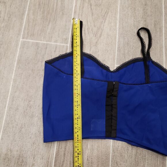 Reformation Blue & Black Mesh Crop Top - Picture 11 of 12